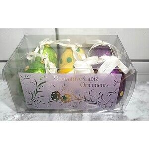 Paper Mache Easter Egg Hanging Decorative Capiz Ornaments Holiday Celebration